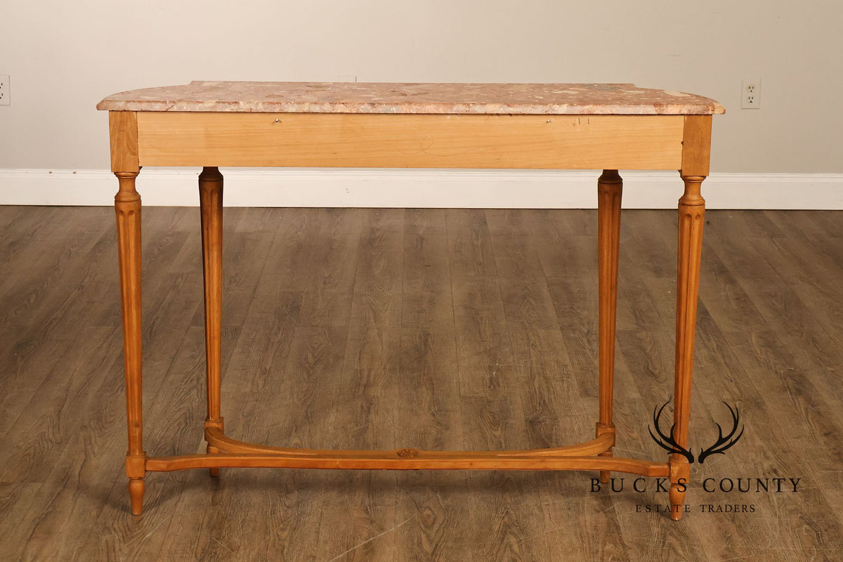 French Louis XVI Style Marble Top Narrow Console