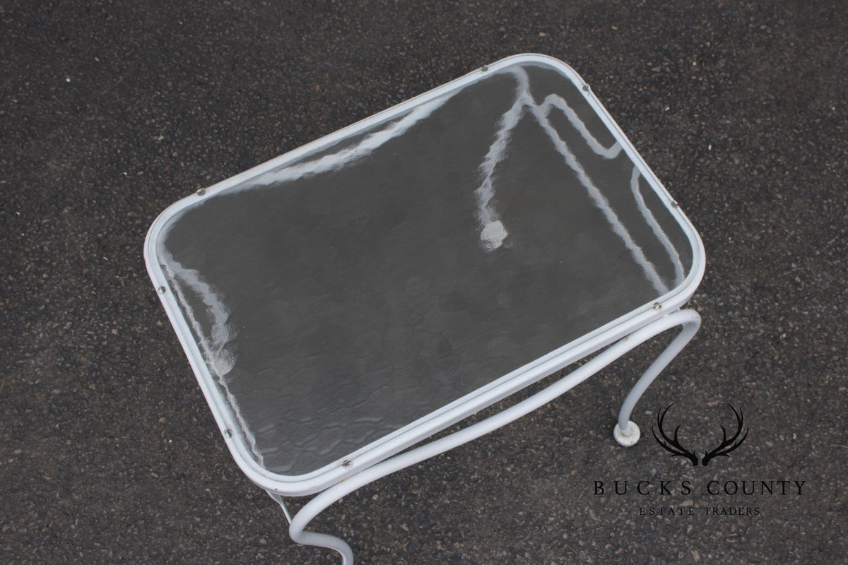 Woodard Glass Top Wrought Iron Patio Side Table