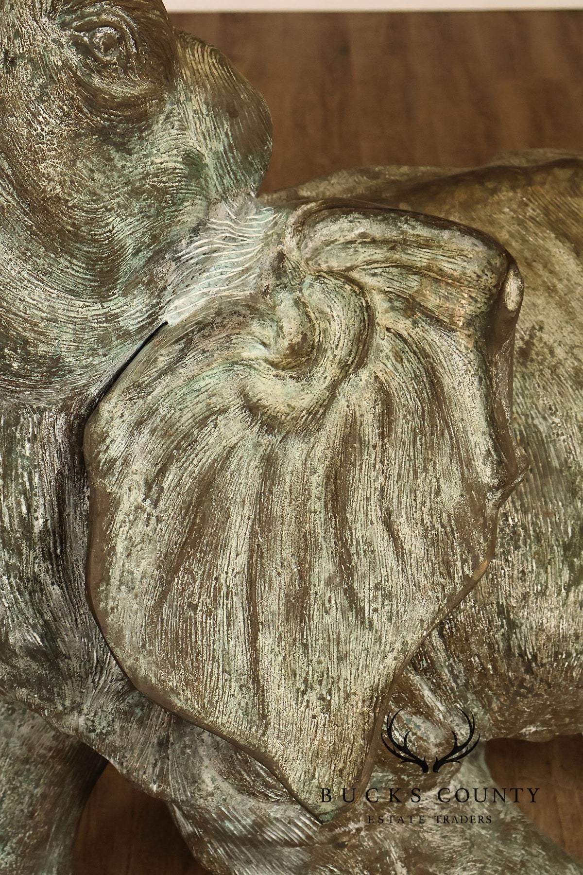 Monumental Cast Bronze Raised Trunk Elephant Garden Statue