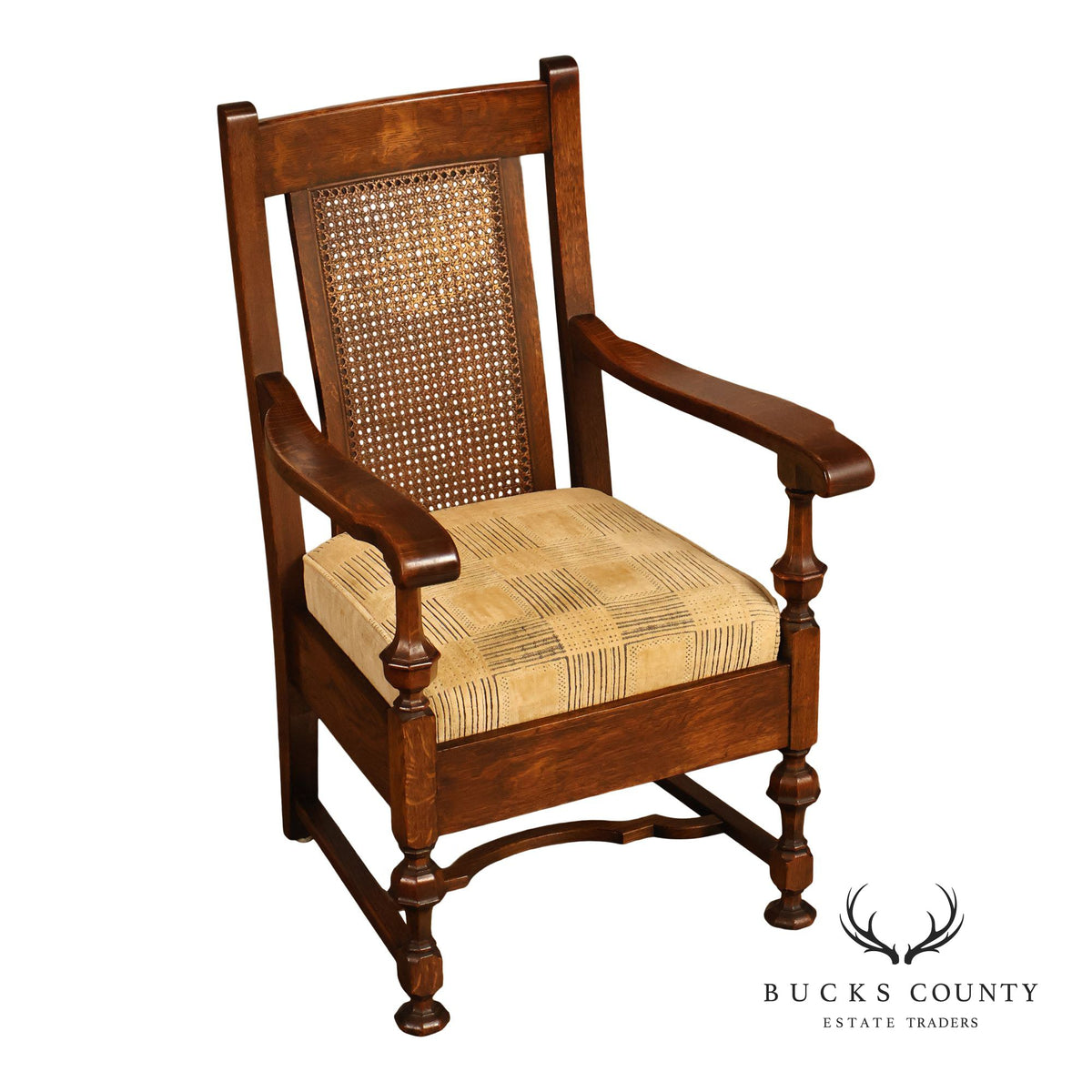Rittercraft Arts & Crafts Cane Back Oak Armchair