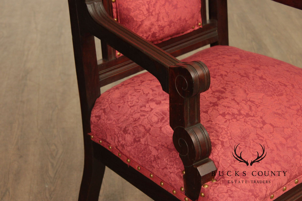 Antique American Gothic Revival Throne Chair