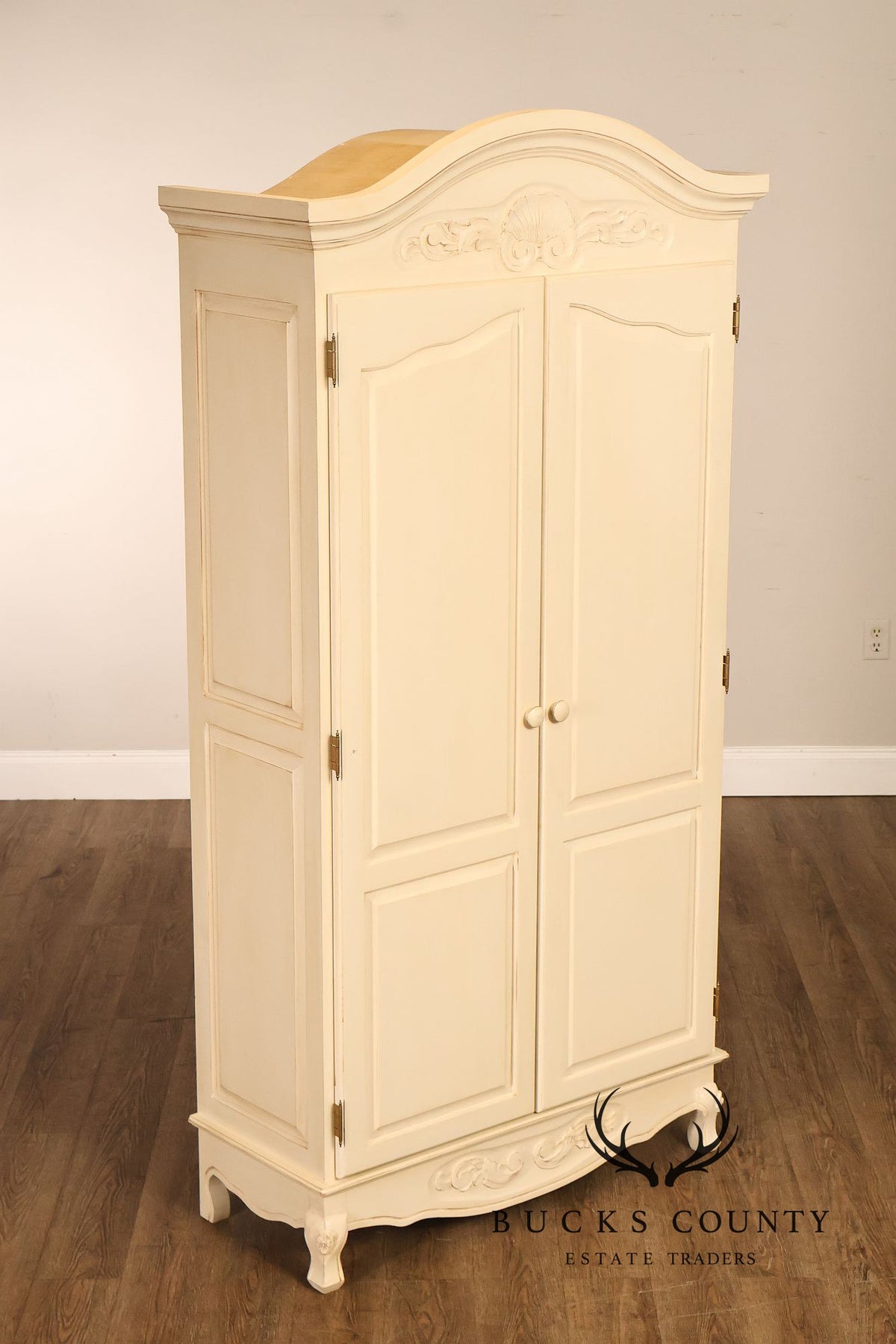 French Country Style Cream Painted Armoire