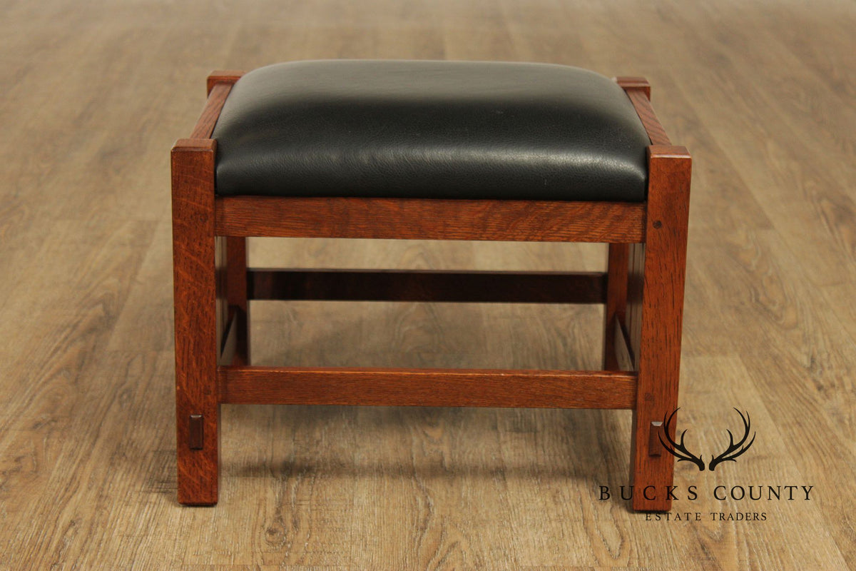 Stickley Mission Collection Oak Bow Arm Morris Chair and Ottoman