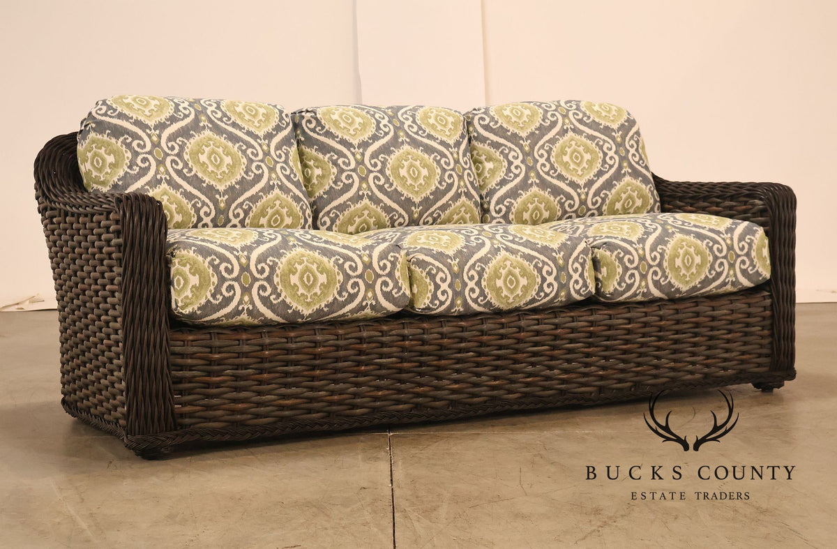 Lane Venture Woven Wicker Outdoor Sofa With Patterned Cushions