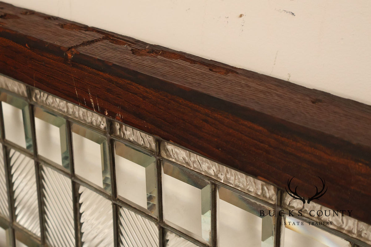 Arts & Crafts Leaded Glass and Oak Transom Window