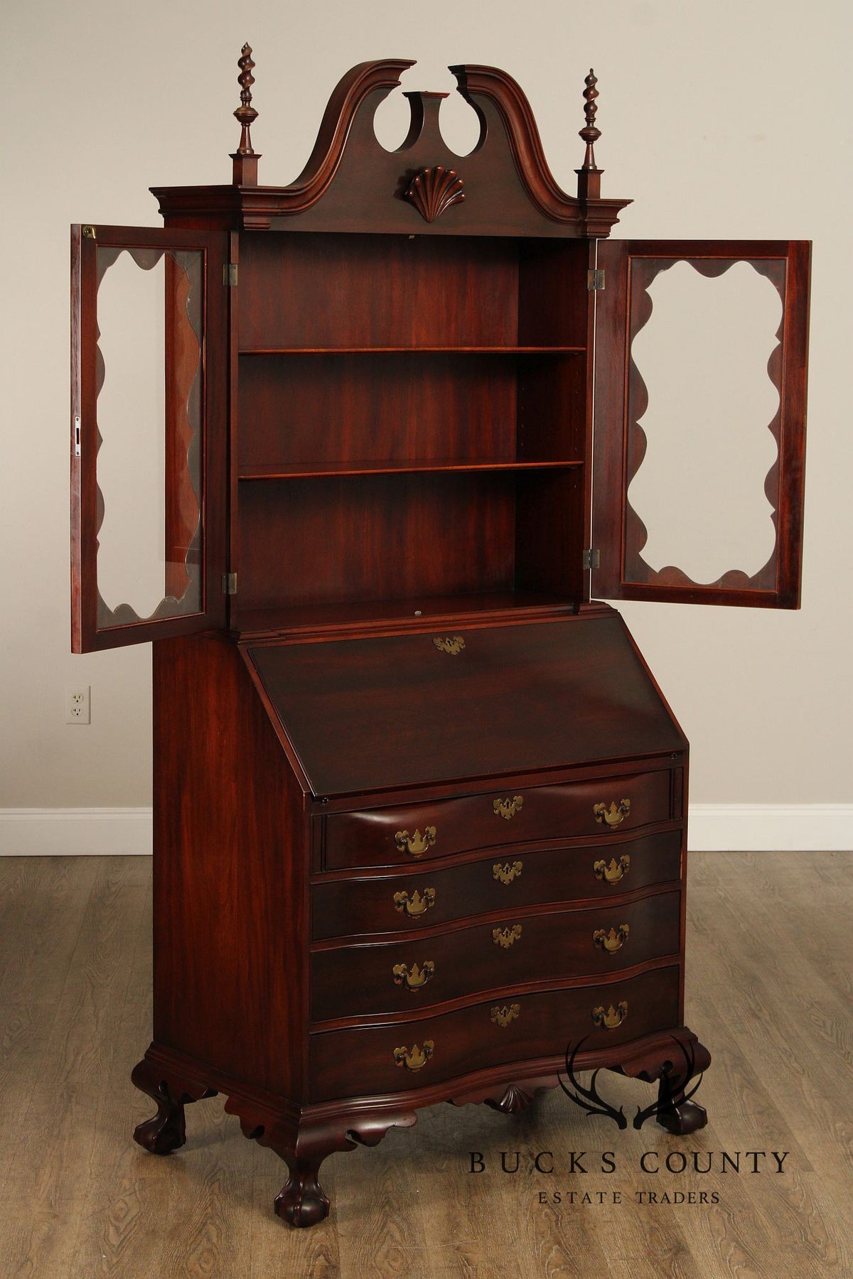 1940's Georgian Style Mahogany Secretary Bookcase
