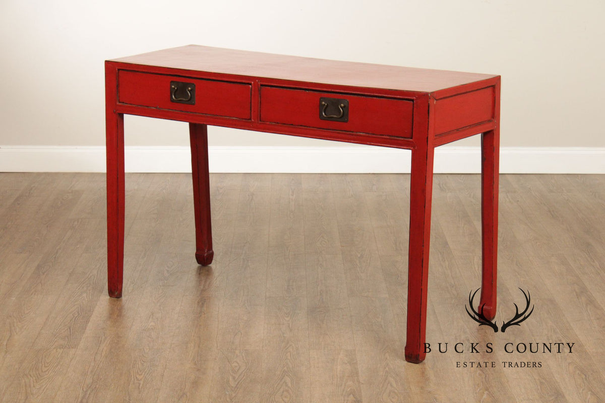 Asian Red Lacquered Console Table