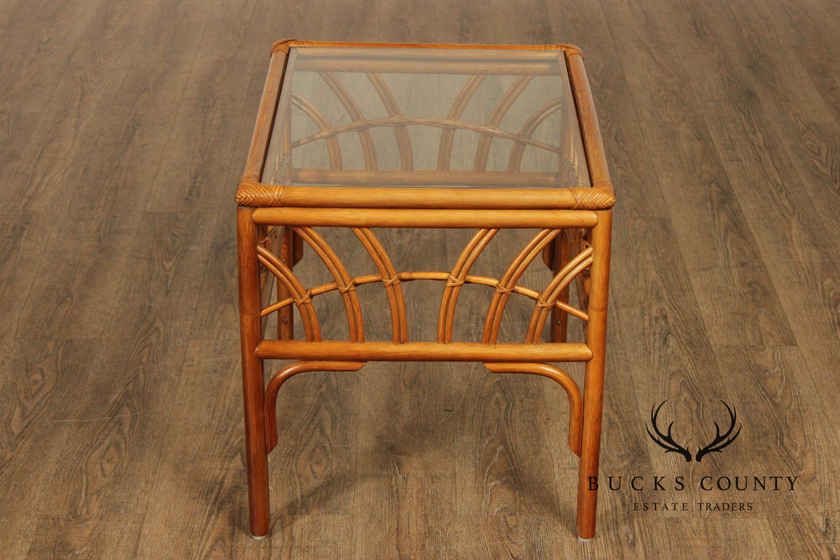 South Sea Rattan  'New Kauai' Glass Top Side Table