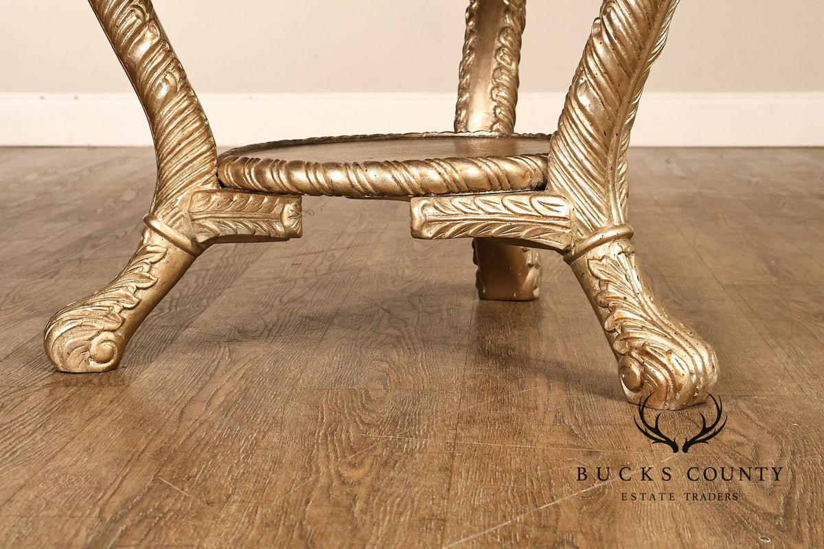 Hollywood Regency Style Pair of Gilt Side Tables