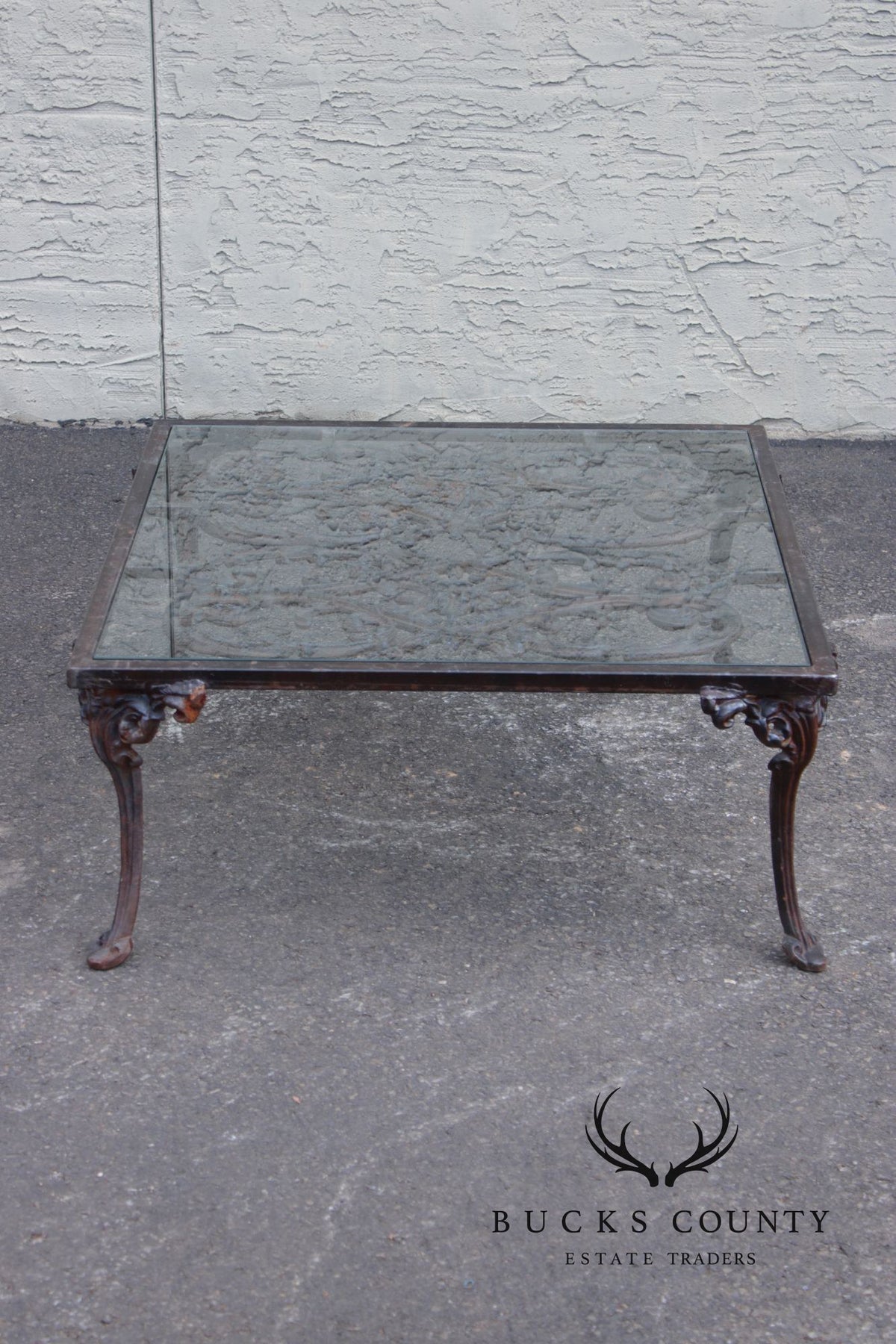Victorian Style Glass Top Iron Coffee Table