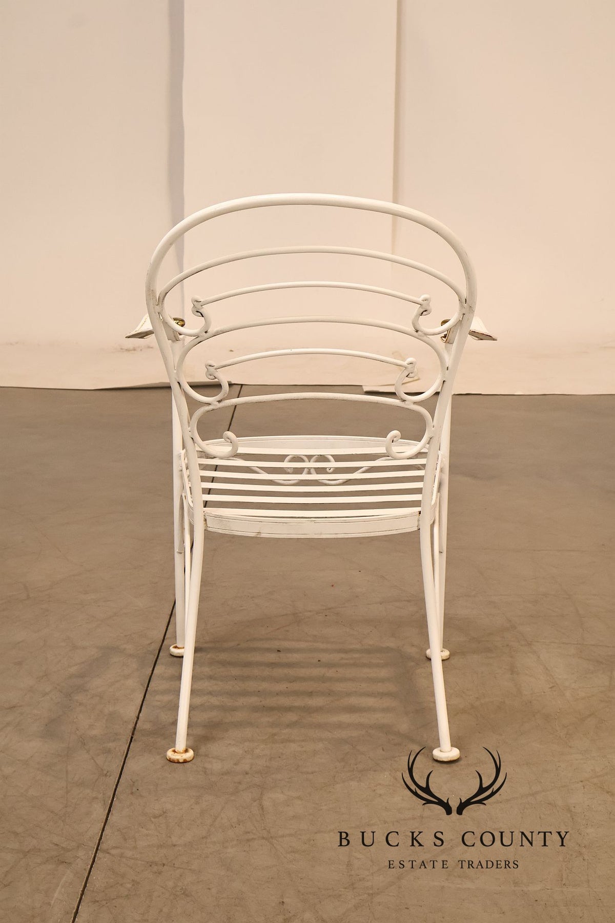 Woodard Pair of Wrought Iron Outdoor 'Ribcage' Armchairs