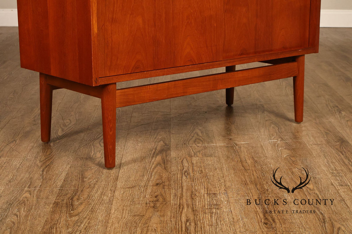 Johannes Sorth for Bornholm Mobelfabrik Danish Teak Tambour Door Secretary Desk Bookcase