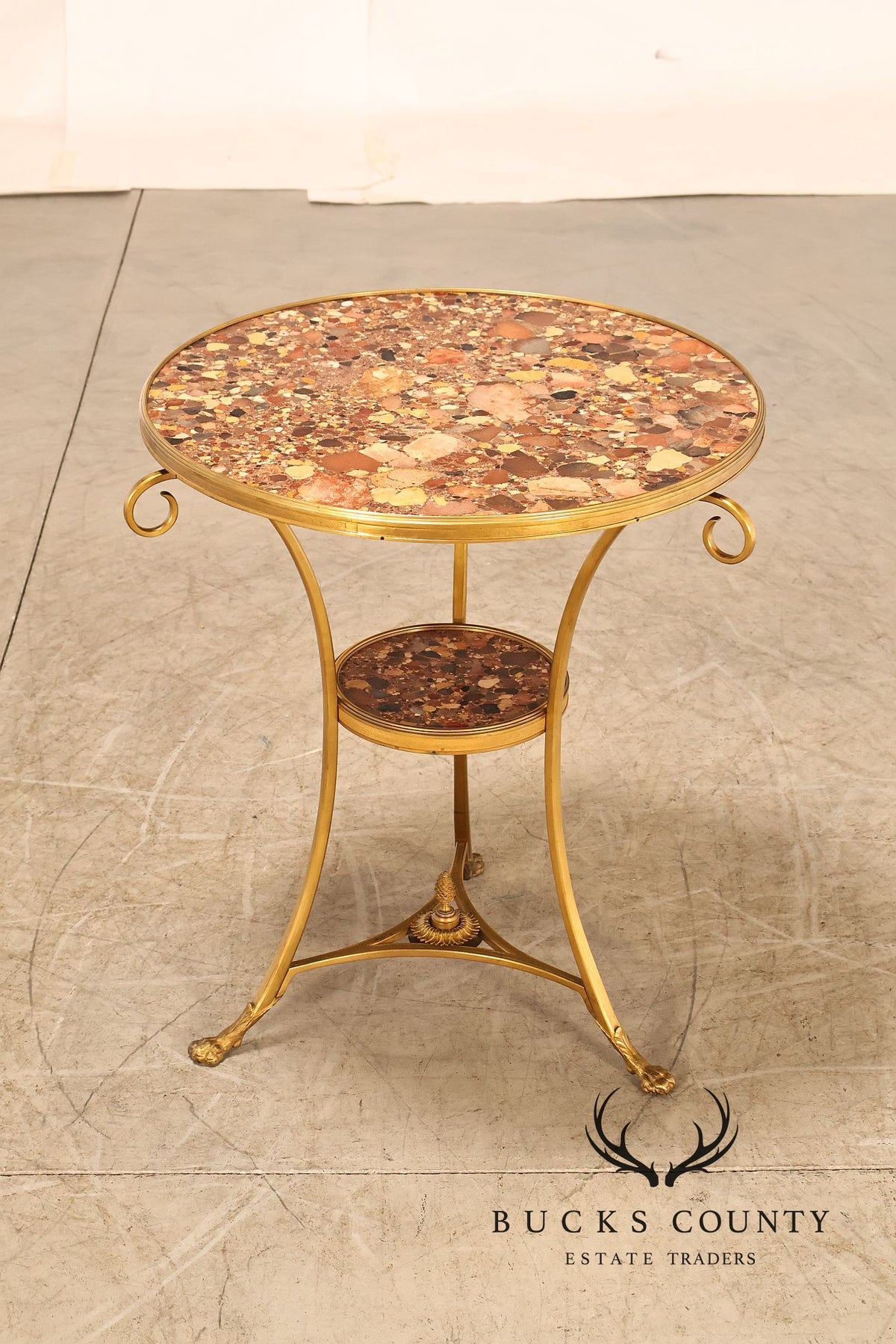 Neoclassical Style Pair of Marble Top Gueridon Side Tables