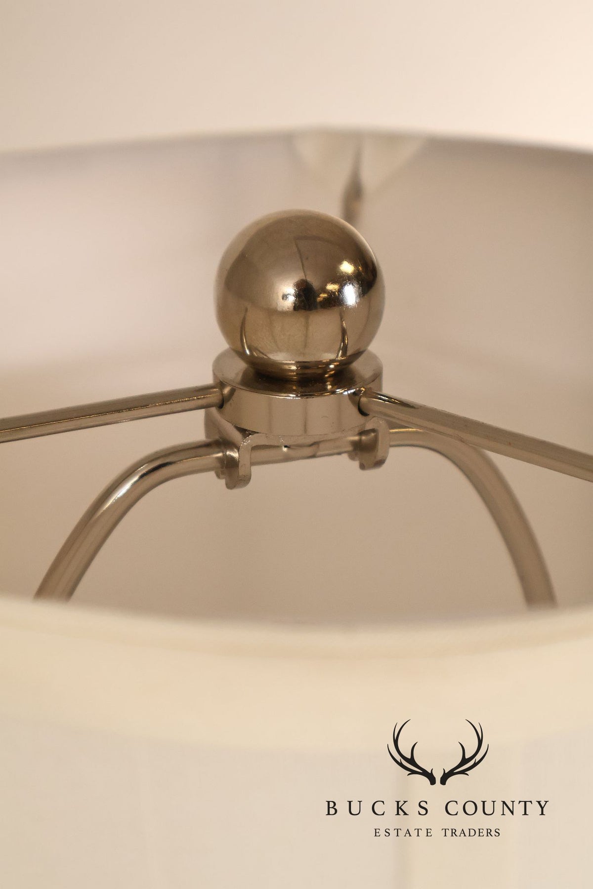 Ralph Lauren Pair of Chrome Candlestick Table Lamps