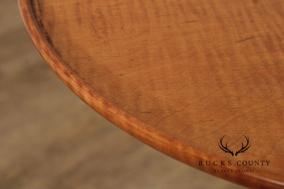 Custom Quality Queen Anne Style Tiger Maple Round Side Table