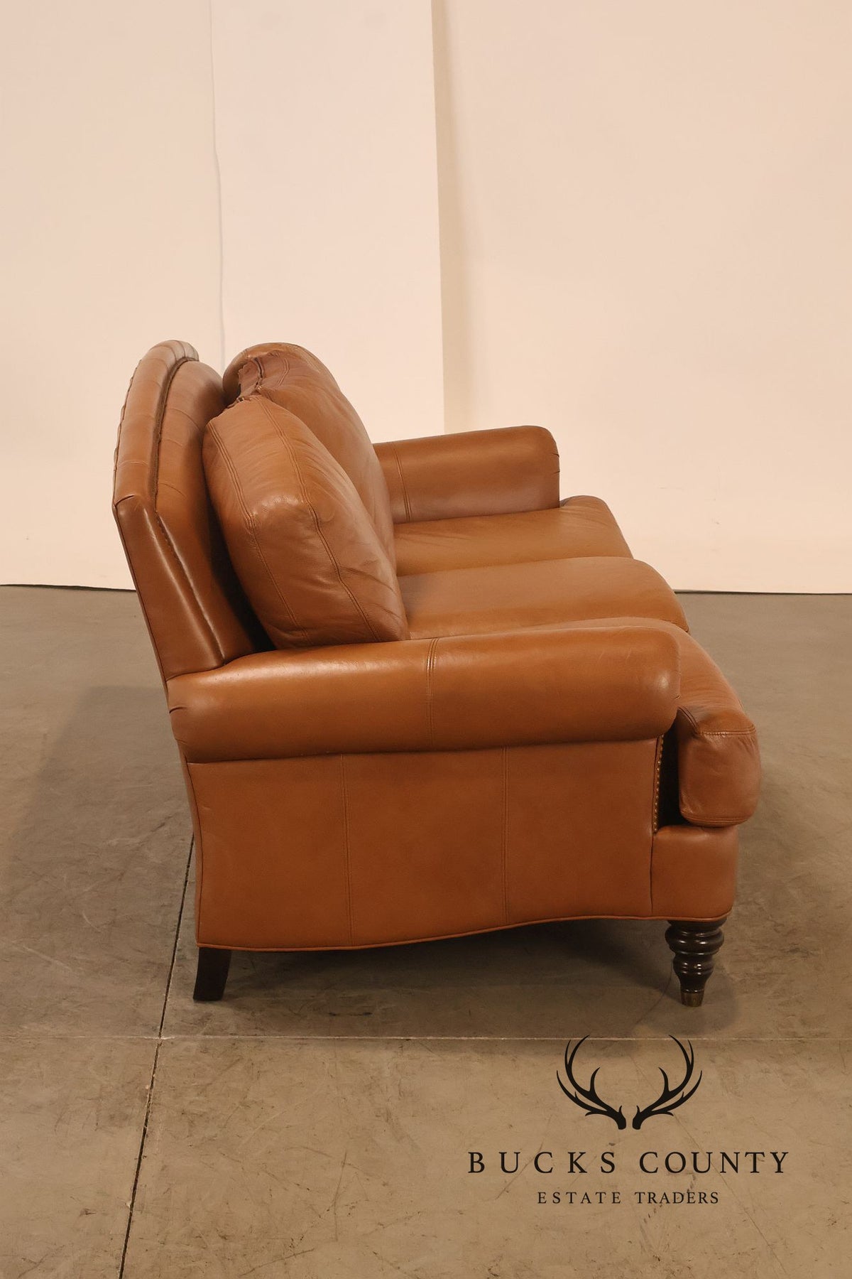 Ethan Allen 'Hyde' Three-Seat Leather Sofa