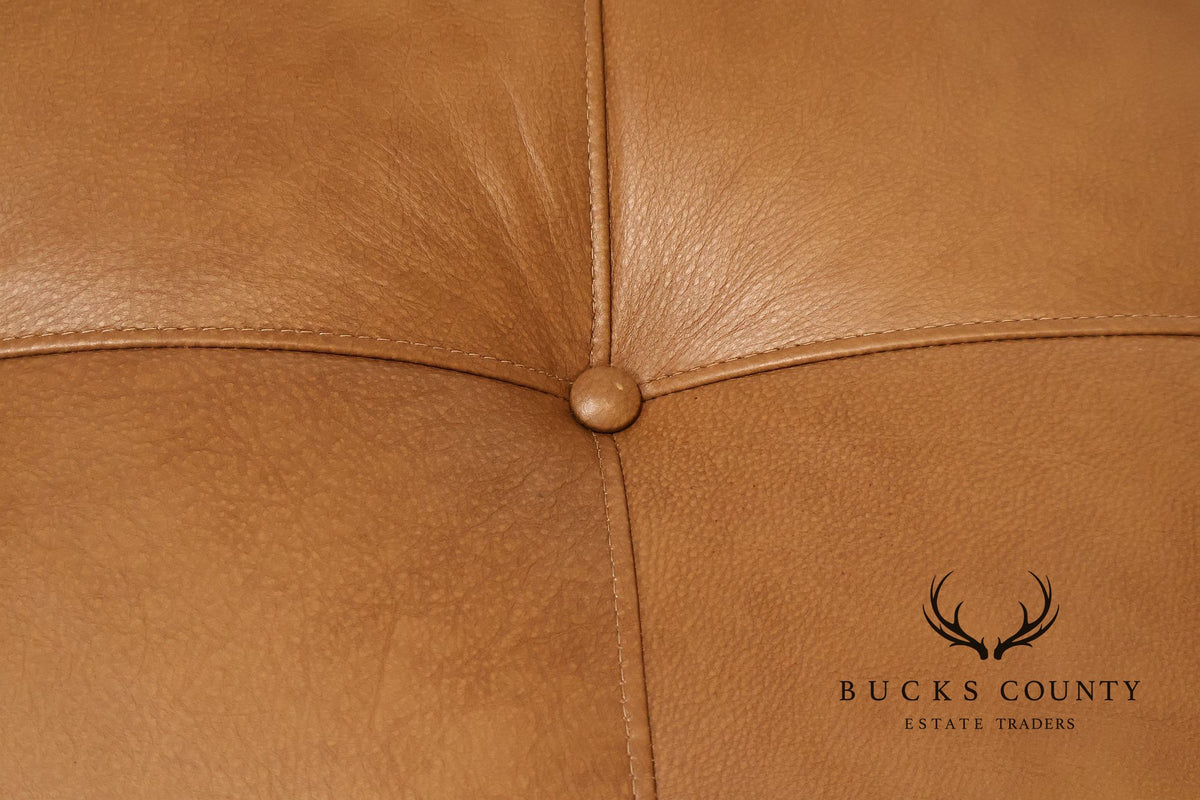 Ethan Allen 'Nassau' Tufted Leather Square Ottoman