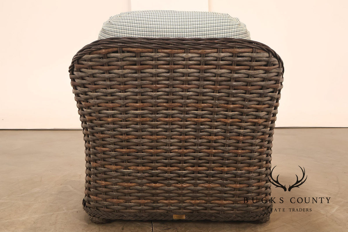 Lane Venture Pair Of Woven Wicker Outdoor Lounge Club Chairs With Cushions
