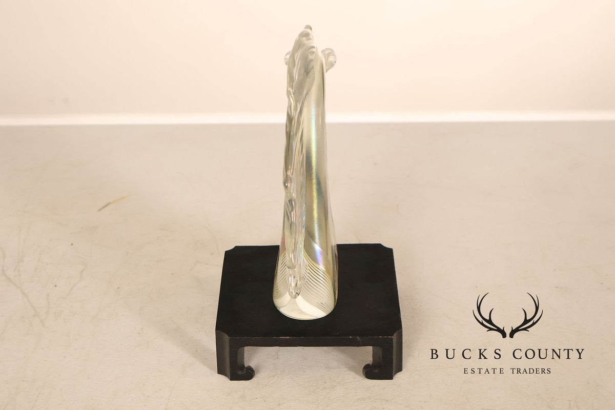 Stuart Abelman Art Glass Unicorn on Stand