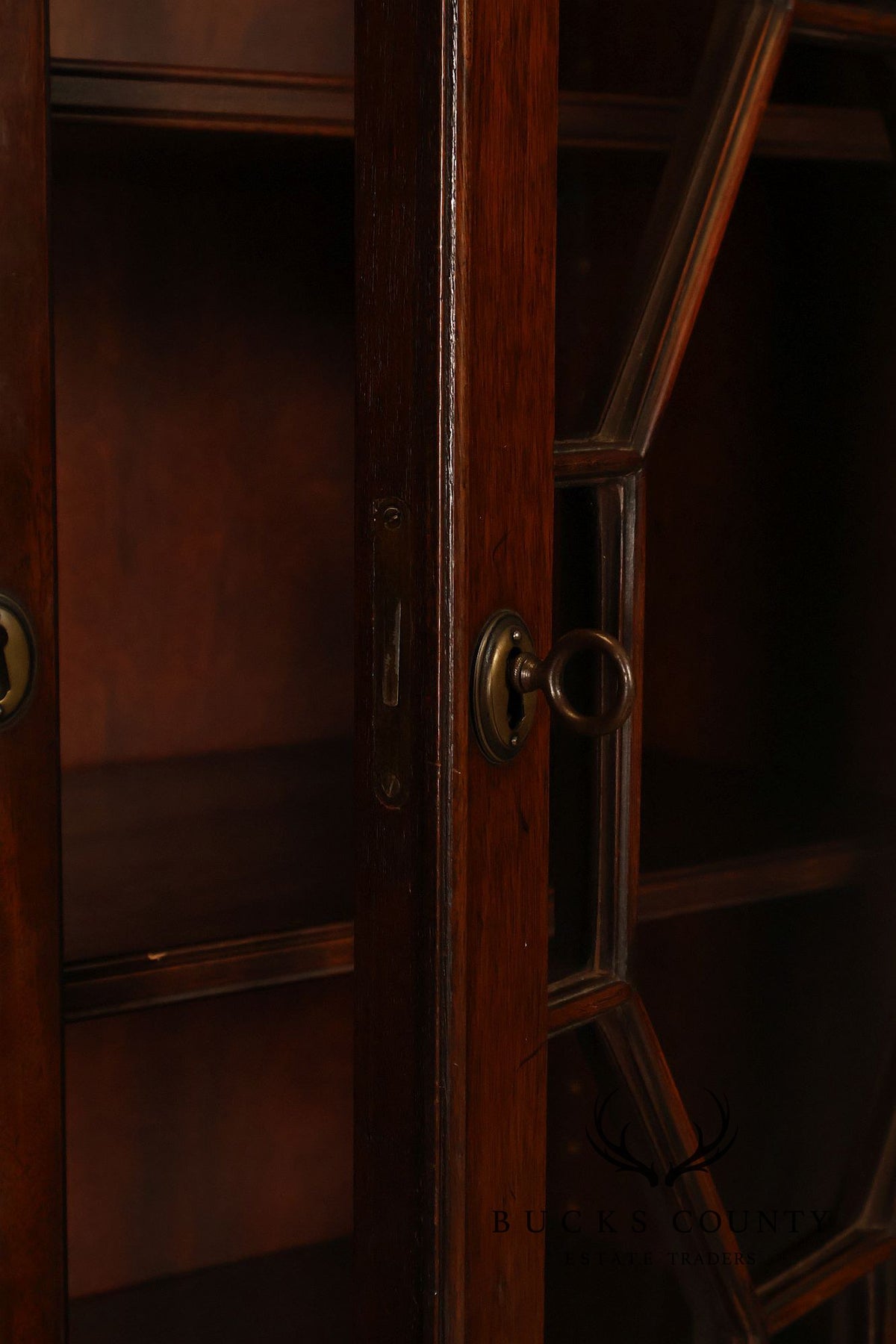 Georgian Style Mahogany Breakfront China Cabinet With Secretary Desk