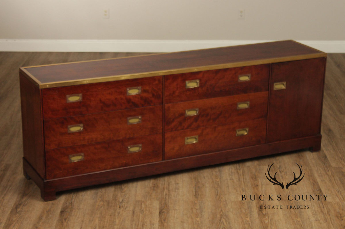 Campaign Style Mahogany Brass Mounted Sideboard