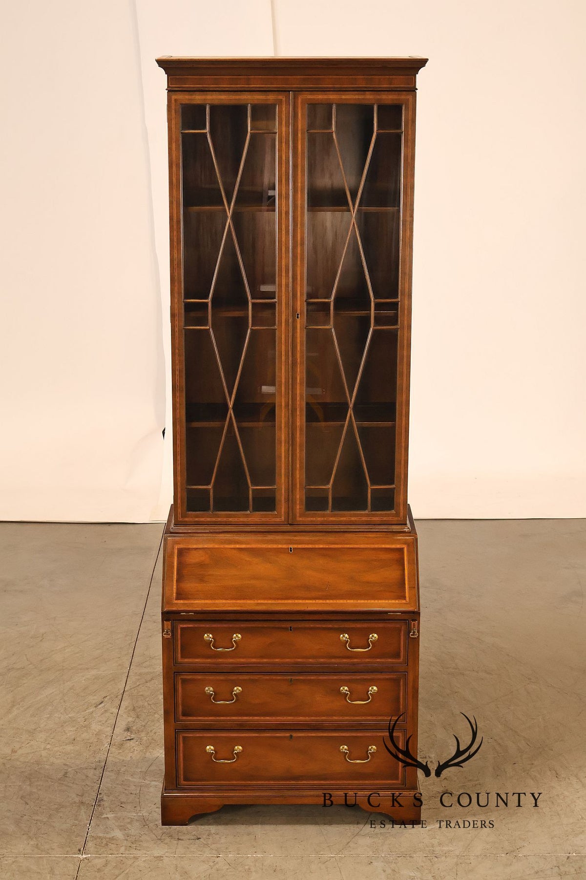 Kittinger Georgian Style Mahogany Secretary Bookcase