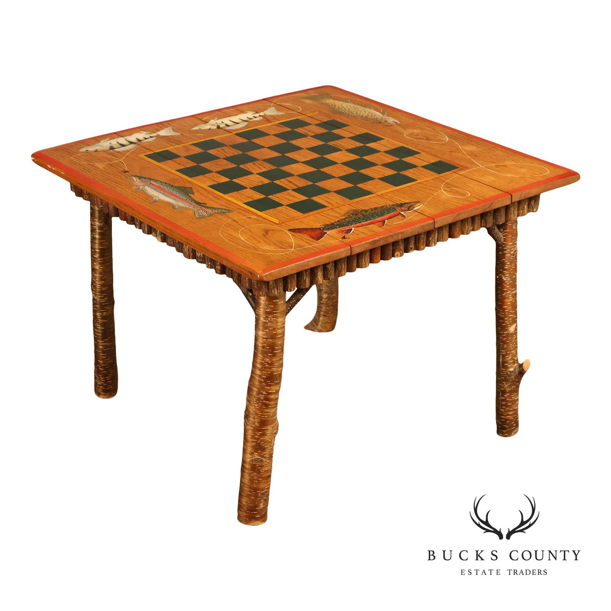 Appalachian Rustic Furnishing Trout and Perch Game Table