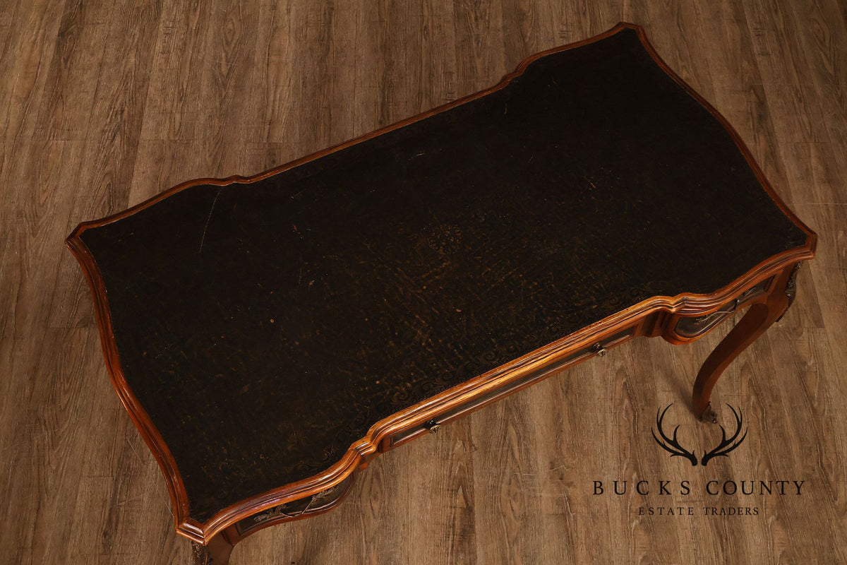Theodore Alexander Chateau Du Vallois French Louis XV Style Walnut Leather Writing Desk