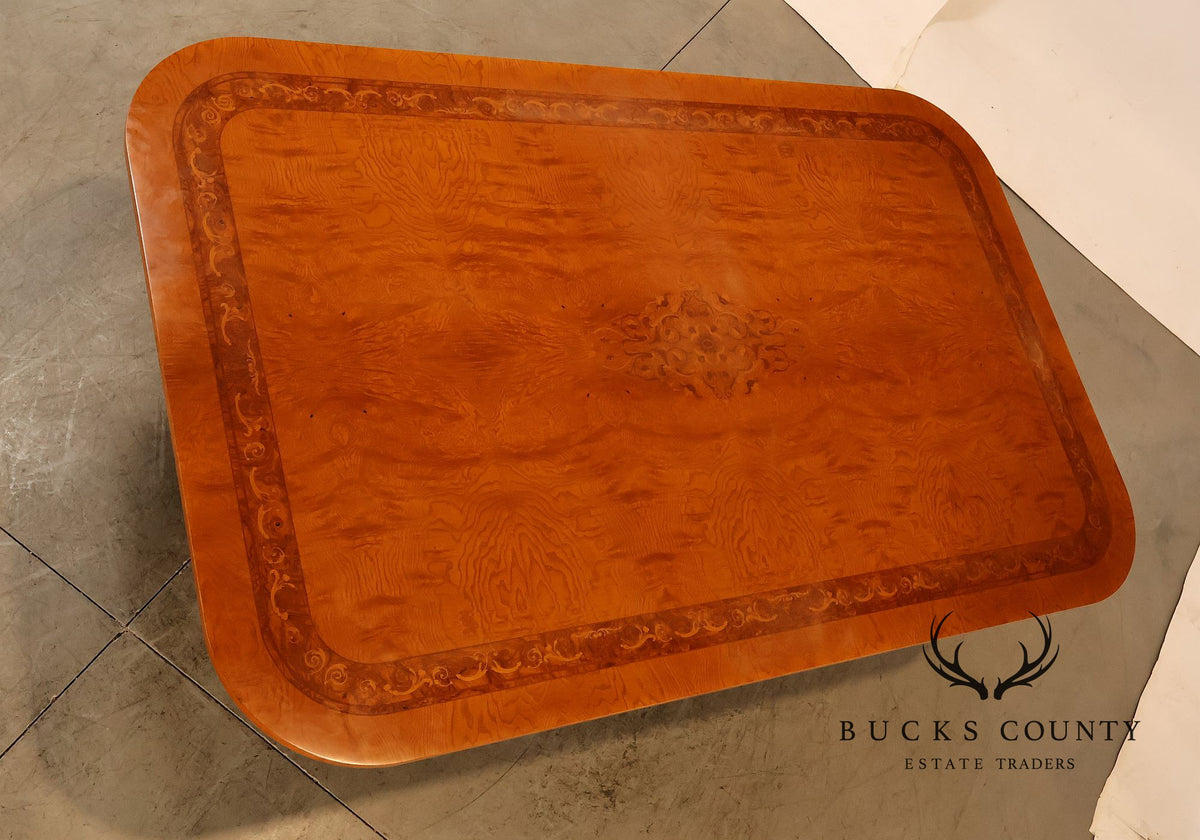 Ala Mobili Style Neoclassical Style Inlaid Double Pedestal Extension Dining Table