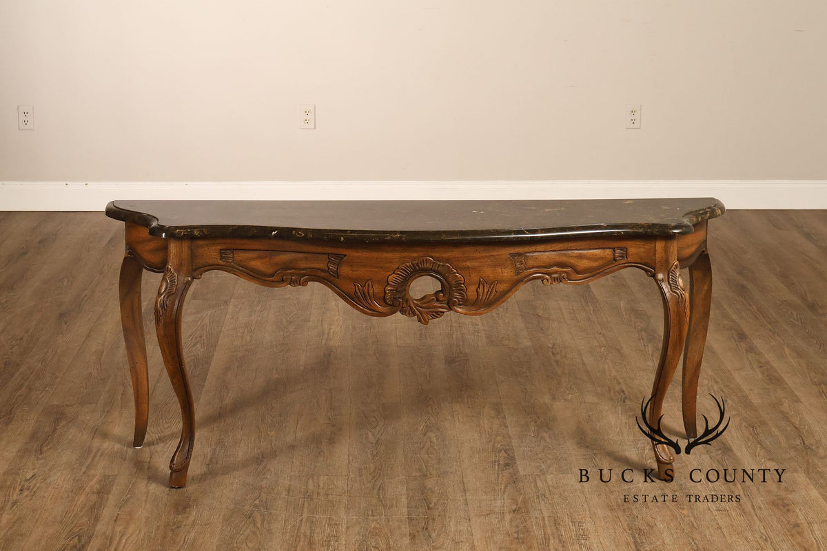 Italian Rococo Style Vintage Faux Marble Top Console