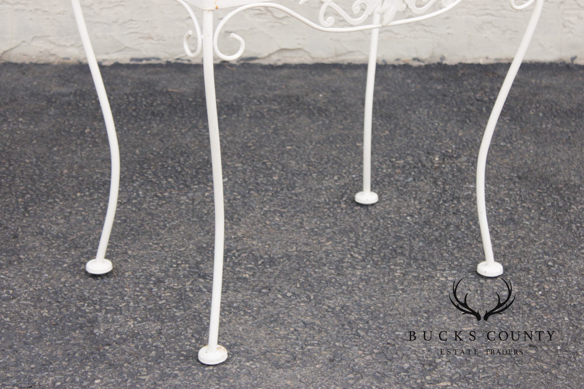Vintage Wrought Iron And Glass Patio Side Table