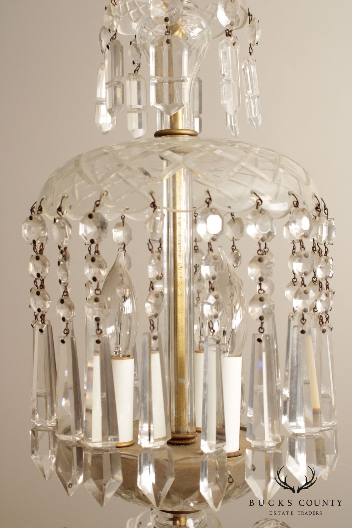 Antique Maria Theresa Style Crystal and Brass Chandelier