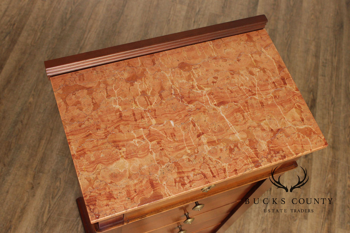 Italian Marble Top Fruitwood Lingerie Chest