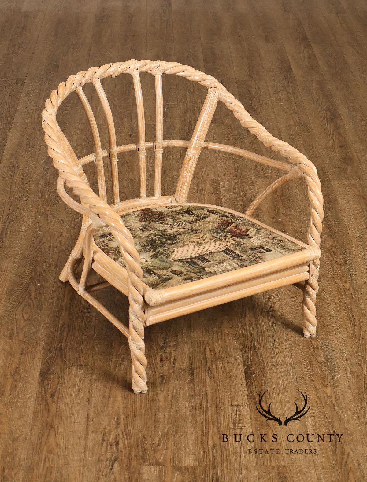 Vintage McGuire Pair of Twisted Rattan Lounge Chairs