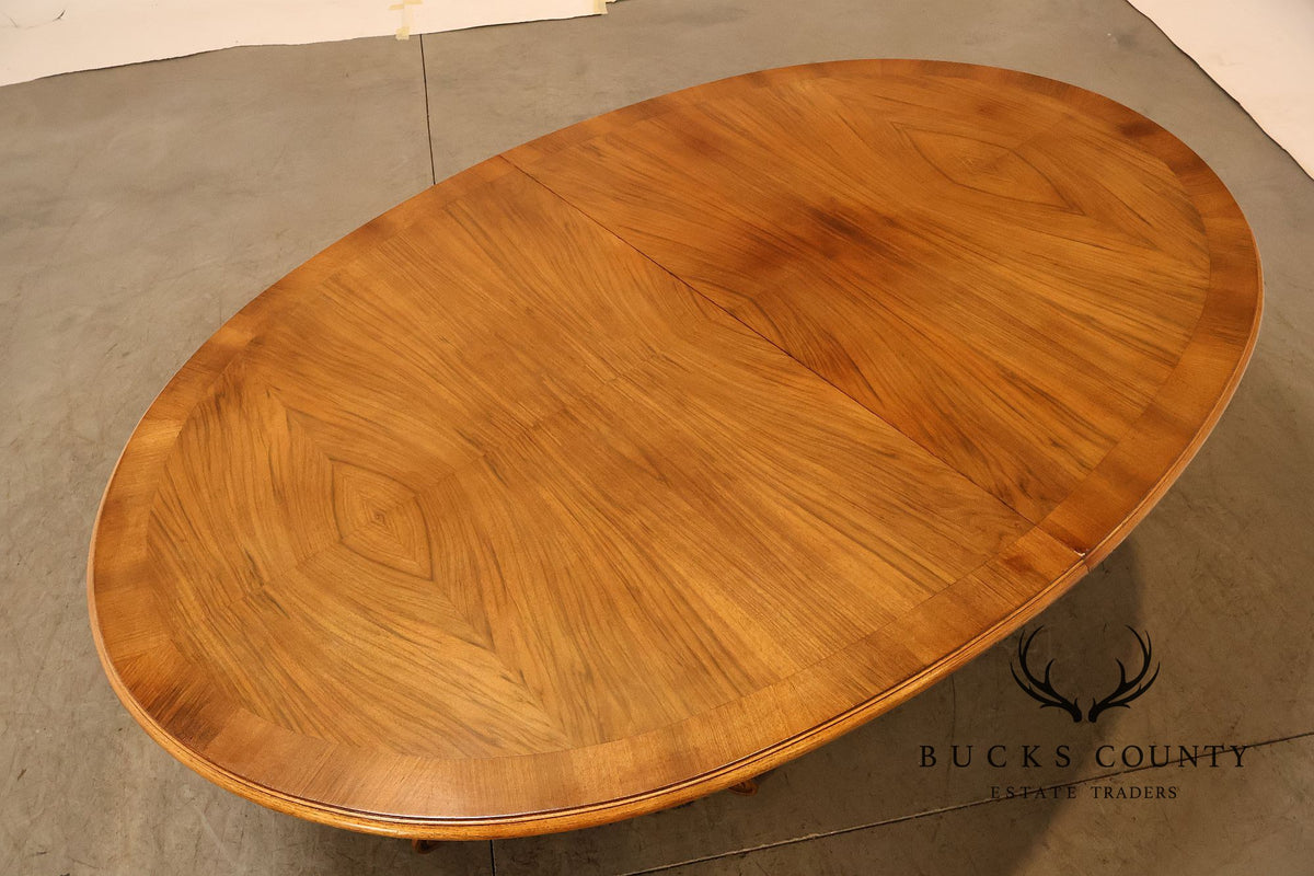 Neoclassical Style Walnut Double Pedestal Dining Table