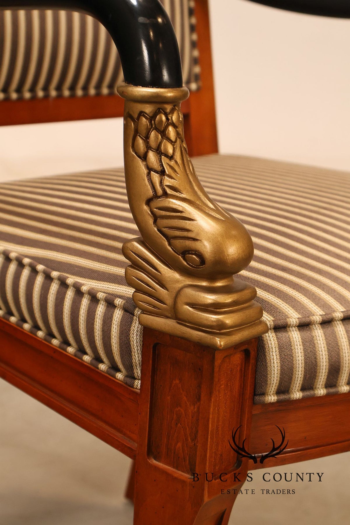 Century Furniture French Empire Style Dolphin Carved Armchair