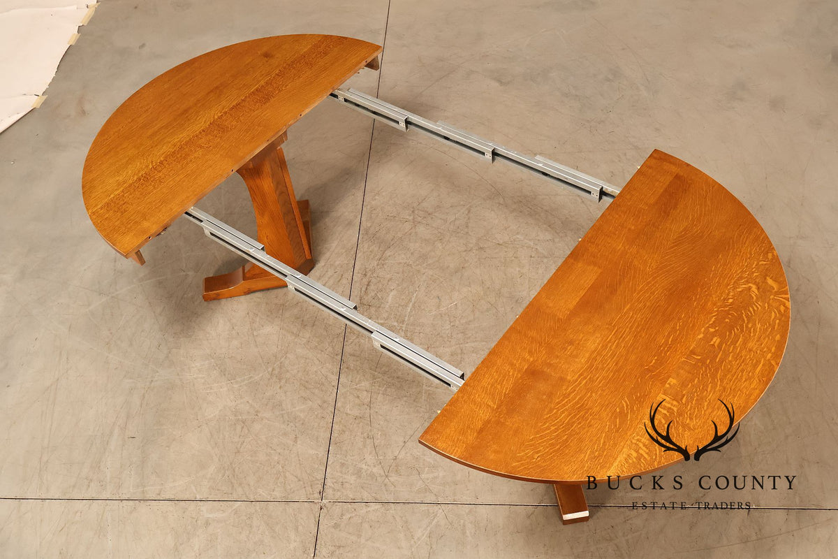 Stickley Mission Collection Round Oak Extension Dining Table With 3 Leaves In 35 Fayetteville Finish
