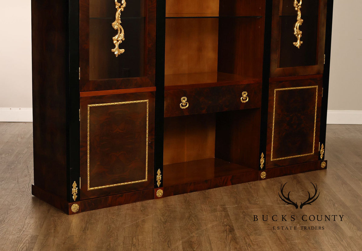 Empire Revival Style Lighted Display Cabinet Bookcase