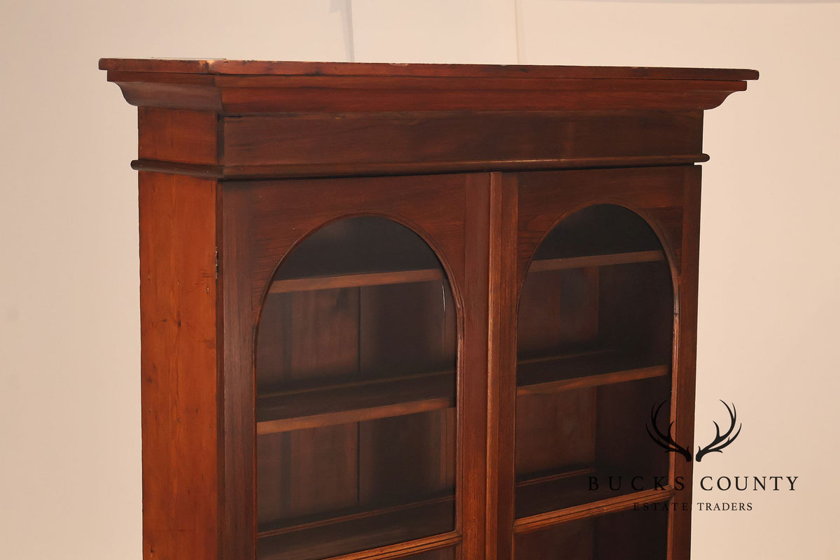 Antique Victorian Two-Door Bookcase Display Cabinet