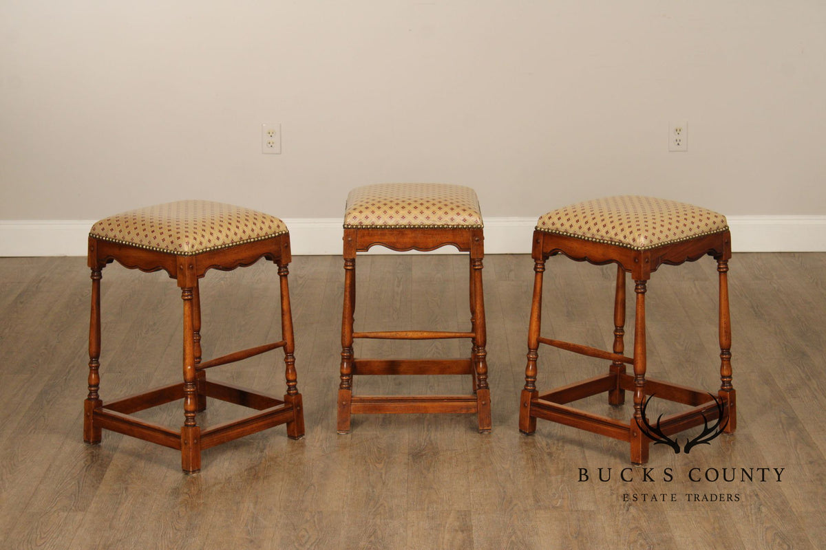 English Traditional Style Set of Three Counter Stools