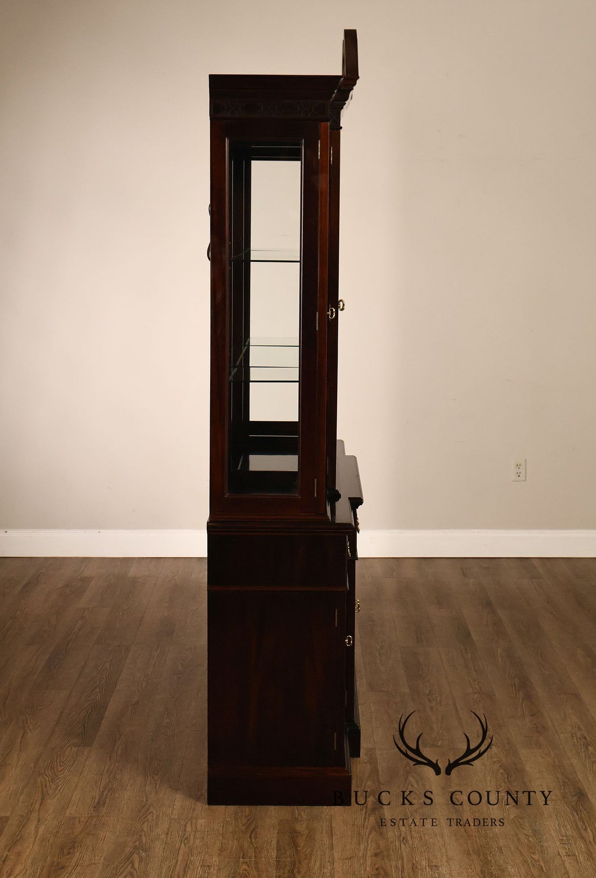 Stickley Georgian Style Mahogany Breakfront China Cabinet