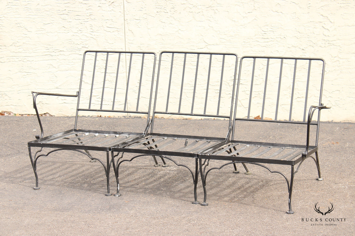 Vintage Wrought Iron Three-Piece Outdoor Garden Sofa