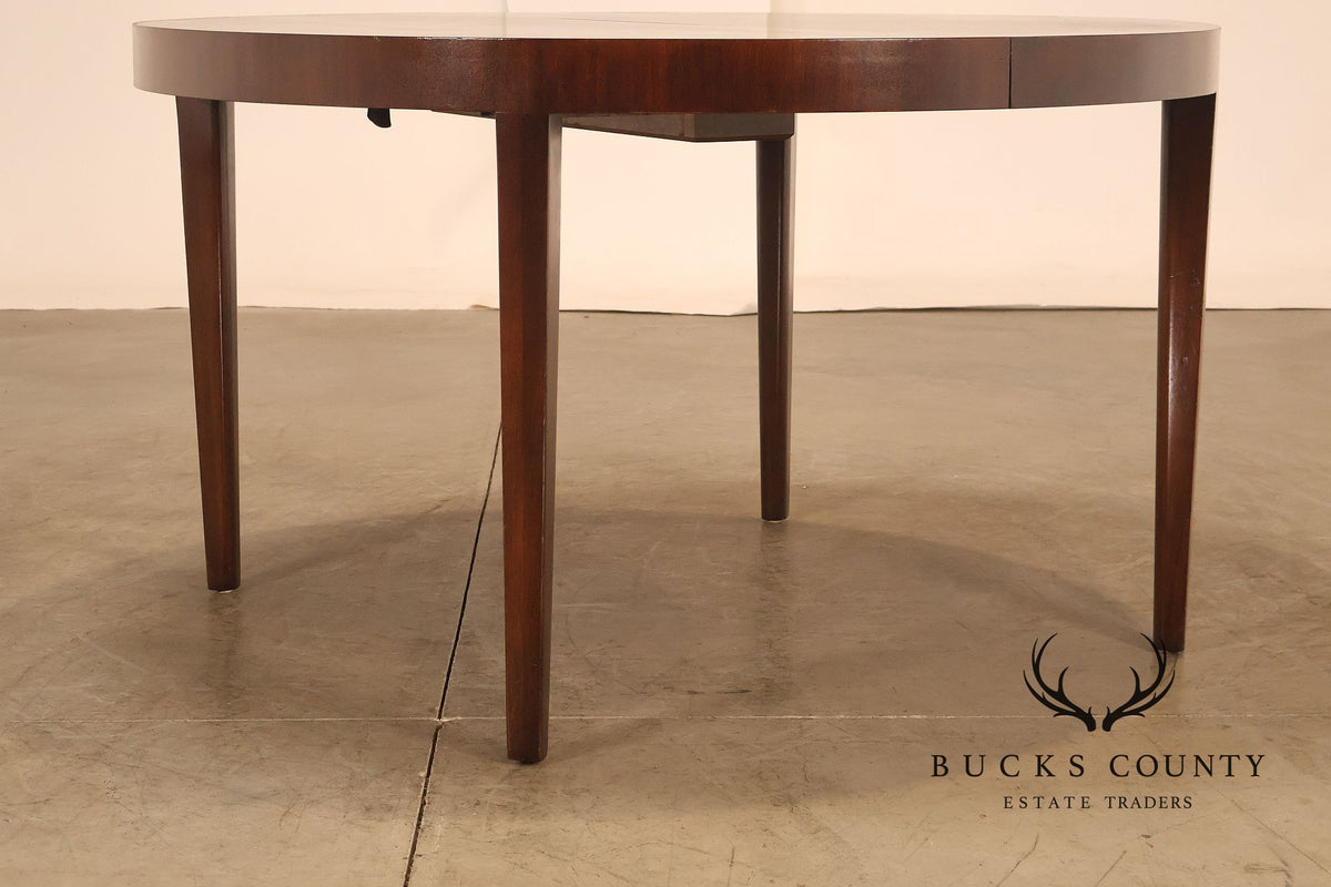 Dunbar Mid Century Modern Round Mahogany Extension Dining Table With Three Leaves