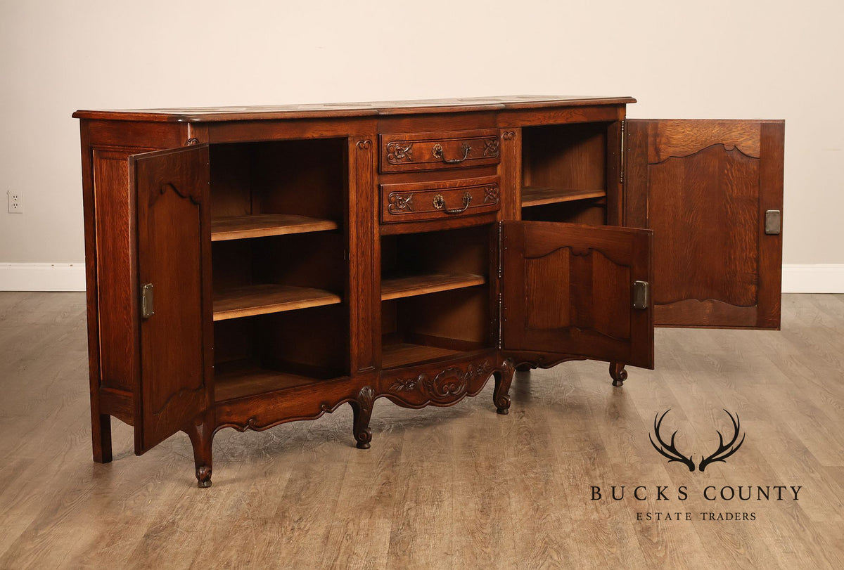 Antique Country French Louis XV Style Oak Buffet Sideboard