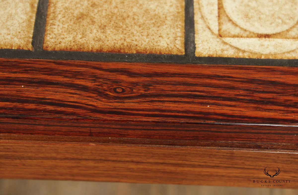 Danish Modern Tile Top Rosewood Side Table