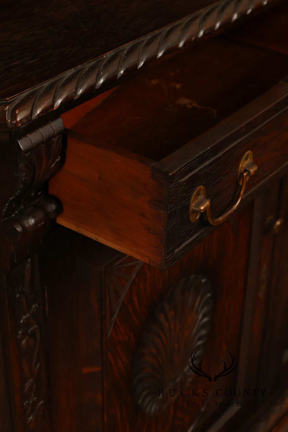 Antique RJ Horner Style Victorian Carved Oak Corner Cabinet