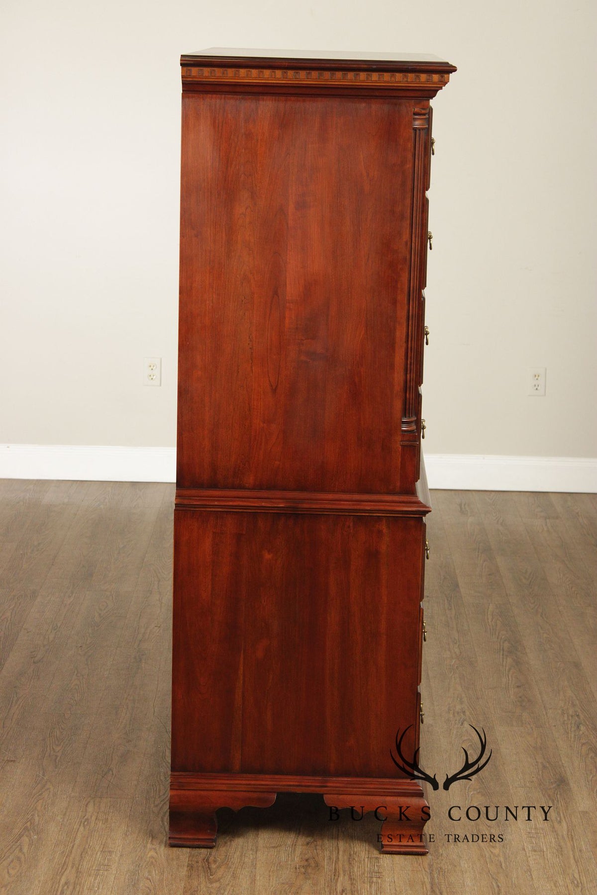 Statton Chippendale Style Cherry Tall Chest On Chest