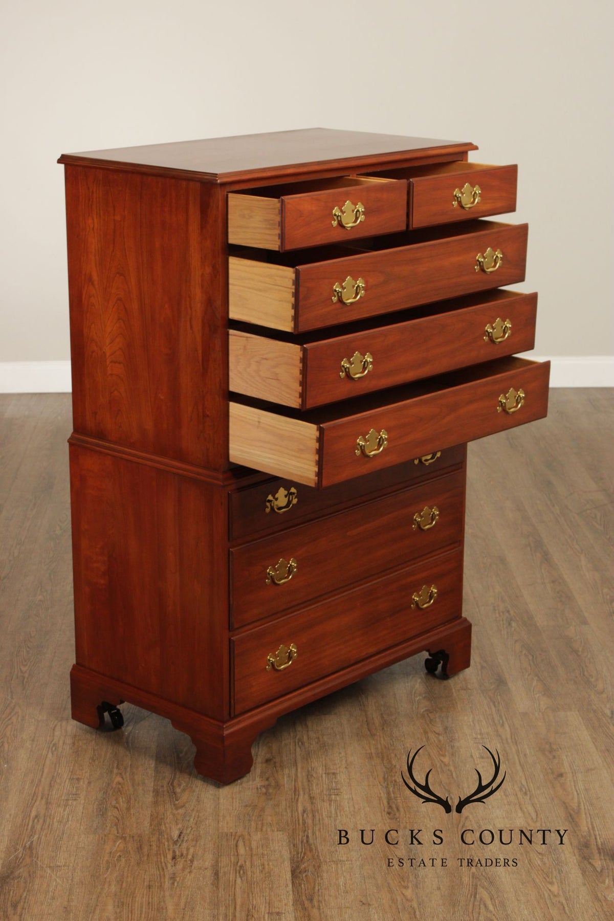 Henkel Harris Chippendale Style Cherry Tall Chest