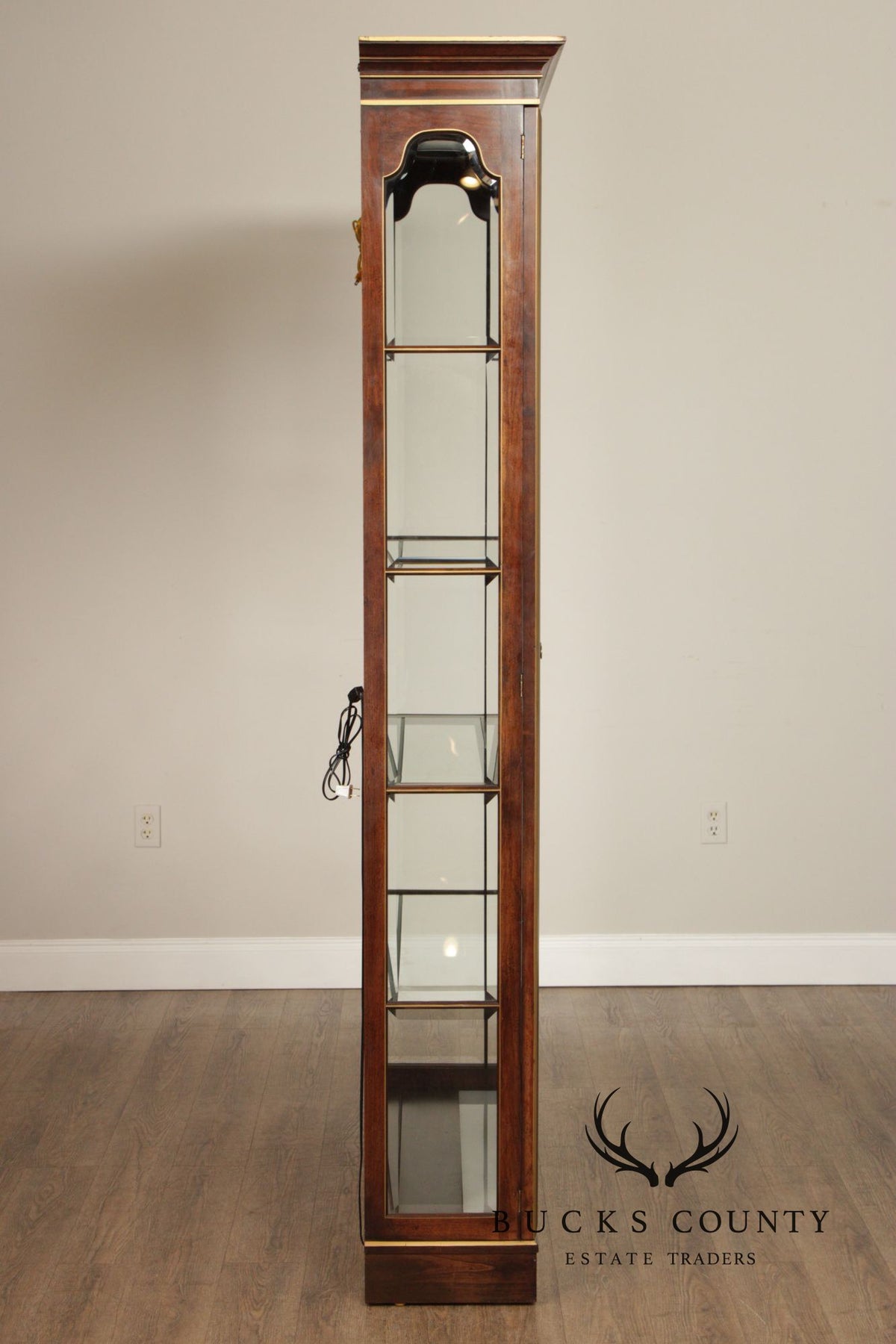 Union National Traditional Cherry Lighted Two Door Display Cabinet
