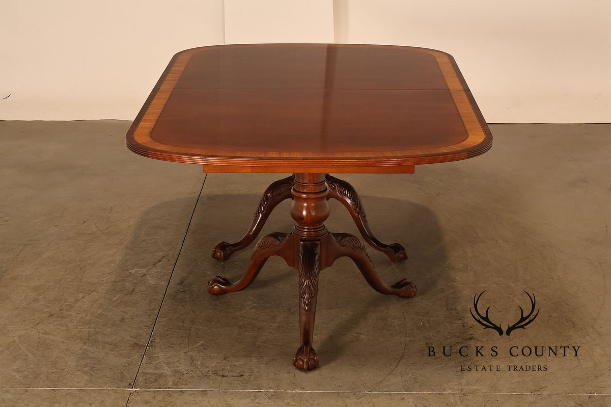 Ethan Allen Georgian Style Double Pedestal Mahogany Dining Table